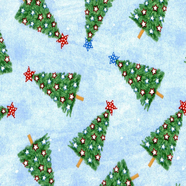 Merry Christmas Basics, Tossed Christmas Tree Fabric - ineedfabric.com