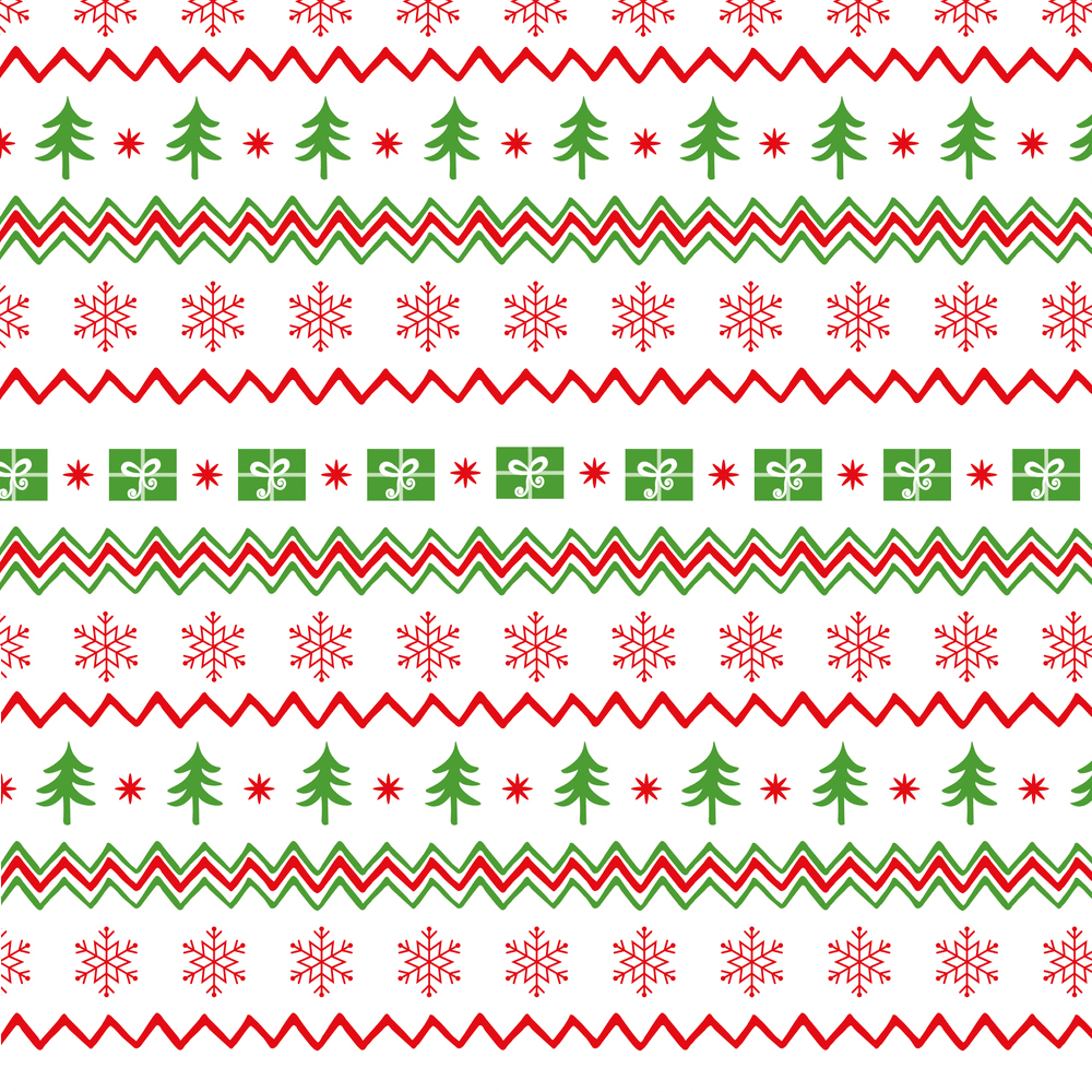 Merry Christmas Border Chevron Assorted Symbols Fabric – ineedfabric.com