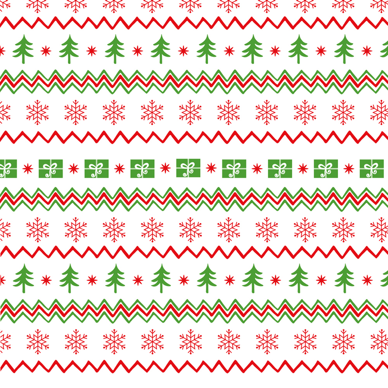 Merry Christmas Border Chevron Assorted Symbols Fabric - ineedfabric.com