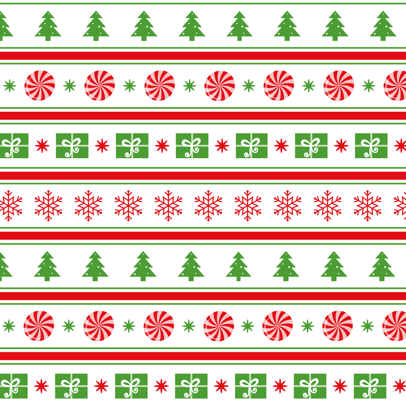 Merry Christmas Border Stripe Assorted Symbols Fabric - ineedfabric.com