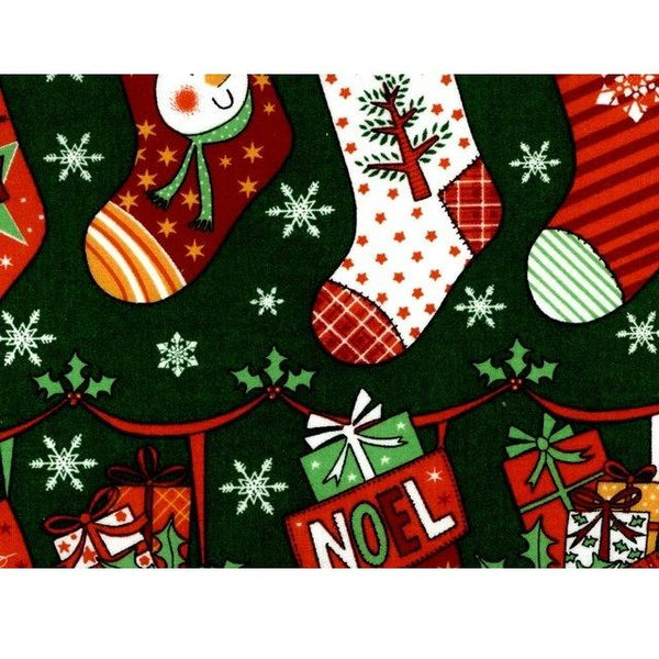 Merry Christmas, Christmas Stocking Fabric - Green - ineedfabric.com