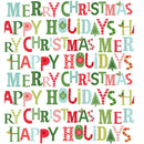 Merry Christmas & Happy Holidays Font Fabric - ineedfabric.com