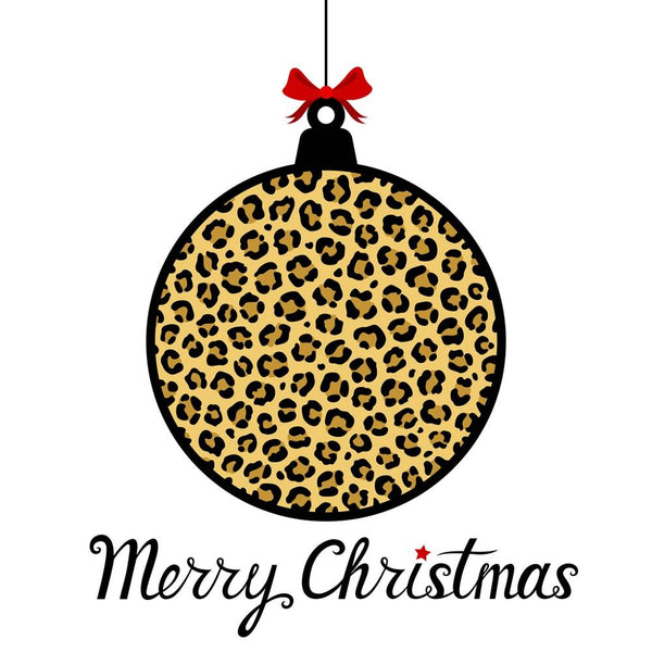 Merry Christmas Leopard Ornament Fabric Panel - ineedfabric.com