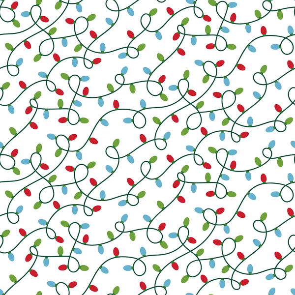 Merry Christmas Lights Fabric - White - ineedfabric.com