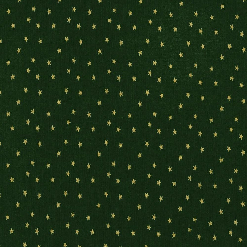 Merry Christmas Metallic Stars Fabric - Green - ineedfabric.com