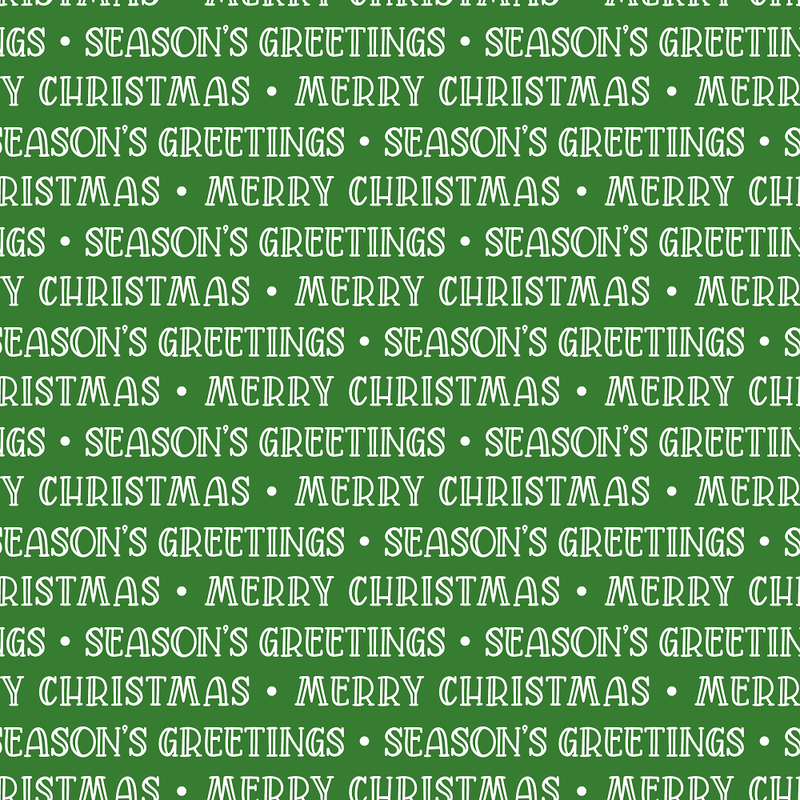 Merry Christmas Seasons Greetings Font Fabric - Green - ineedfabric.com