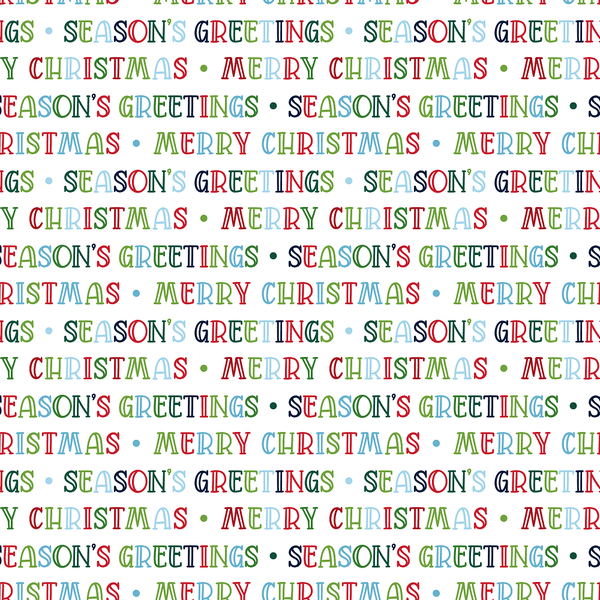 Merry Christmas Seasons Greetings Font Fabric - Multi - ineedfabric.com