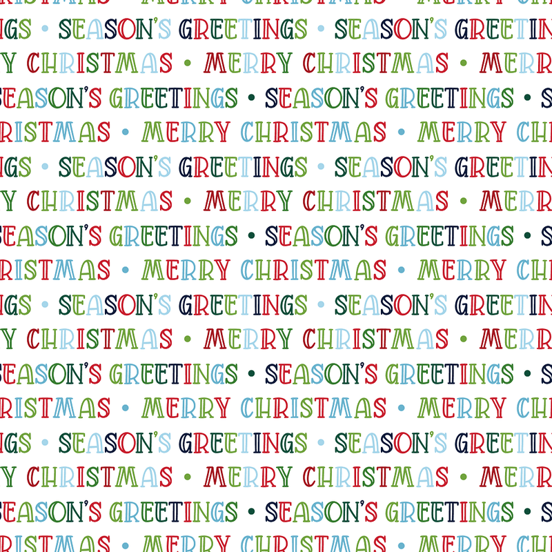 Merry Christmas Seasons Greetings Font Fabric - Multi - ineedfabric.com