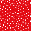 Merry Christmas Snowflakes, Dots, And Trees Fabric - ineedfabric.com