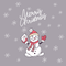 Merry Christmas Snowman Postcard Fabric Panel - ineedfabric.com