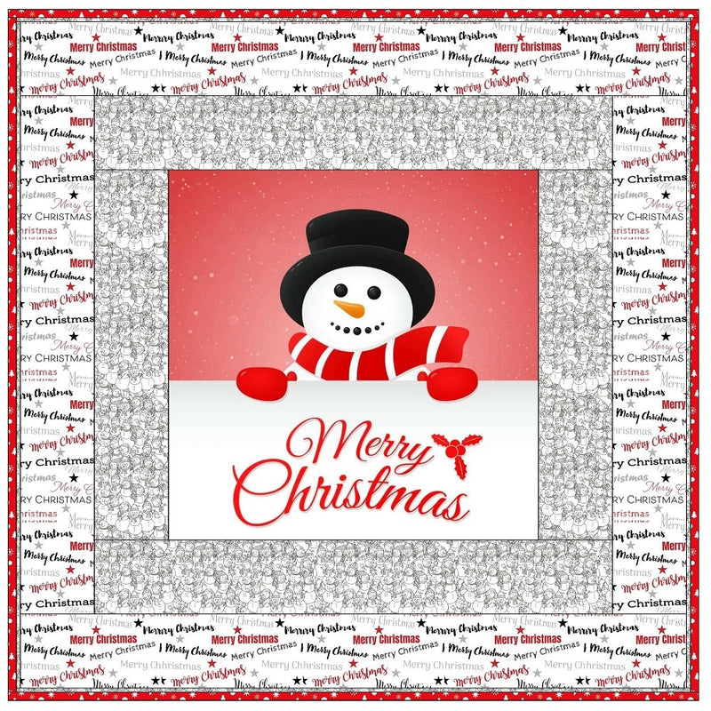 Merry Christmas Snowman Wall Hanging 42" x 42" - ineedfabric.com