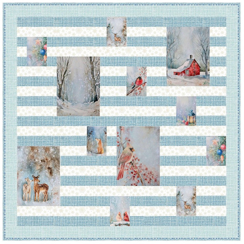 Merry Christmas Snowstorm Collection Quilt Kit 71 1/2" x 71 1/2" - ineedfabric.com