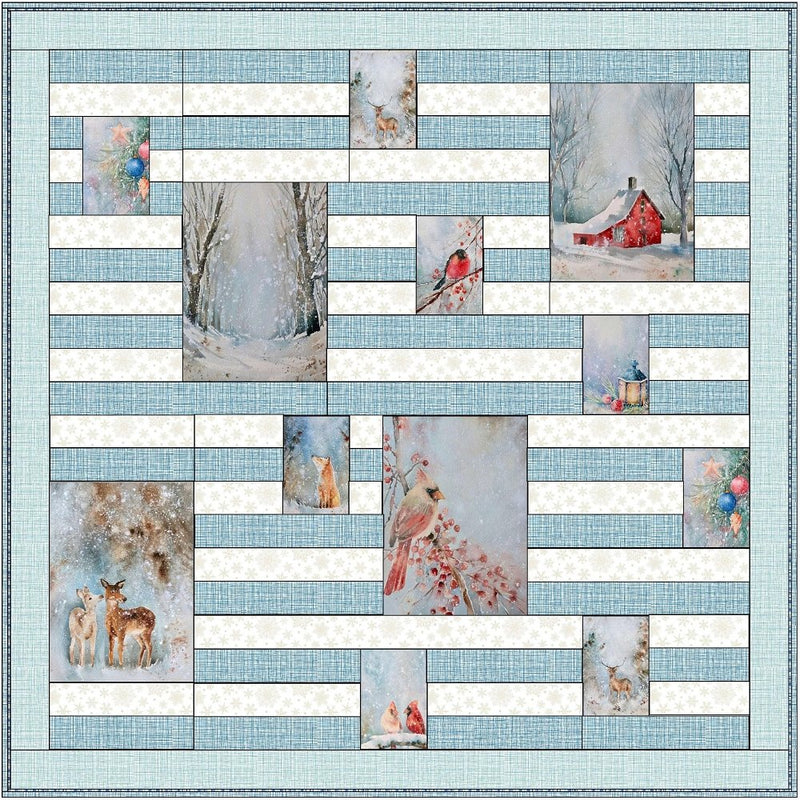 Merry Christmas Snowstorm Collection Quilt Kit 71 1/2" x 71 1/2" - ineedfabric.com