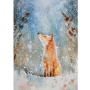 Merry Christmas Snowstorm Fox Fabric Panel - ineedfabric.com