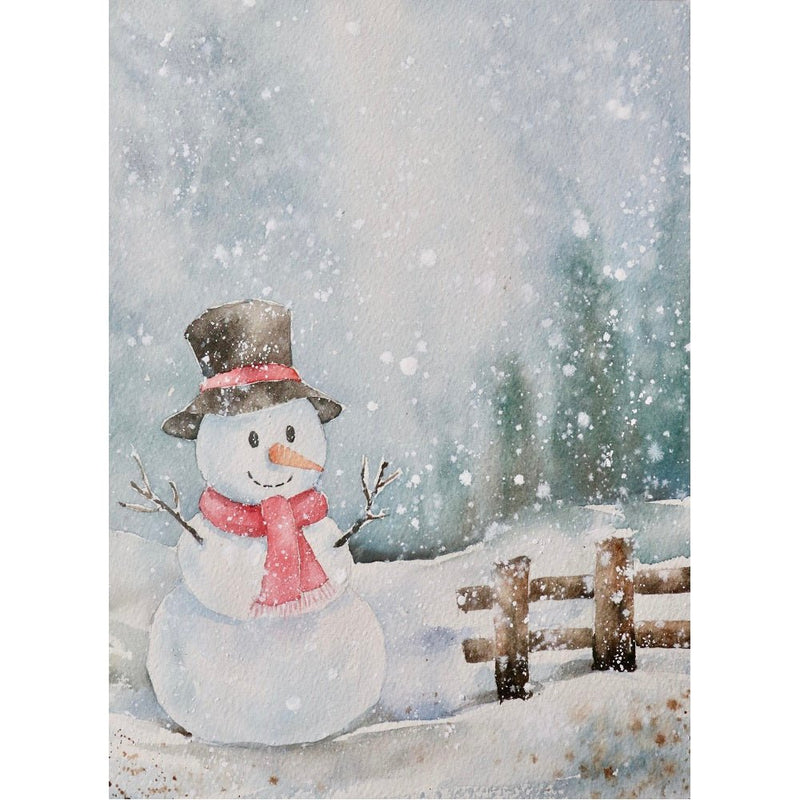 Merry Christmas Snowstorm Snowman Fabric Panel - ineedfabric.com