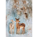 Merry Christmas Snowstorm Two Deer Fabric Panel - ineedfabric.com