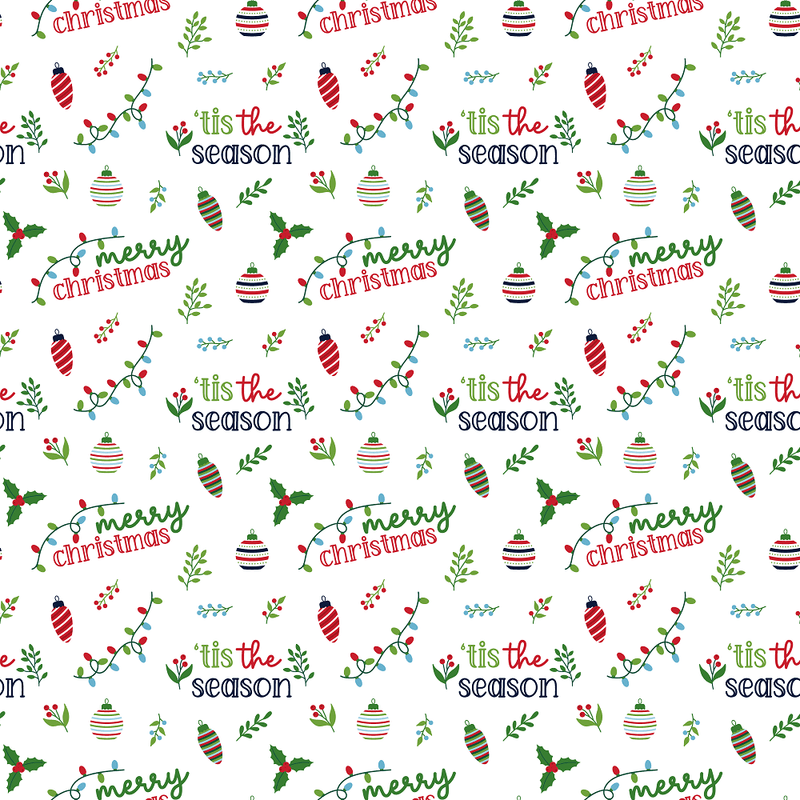 Merry Christmas Tis The Season Fabric - White - ineedfabric.com