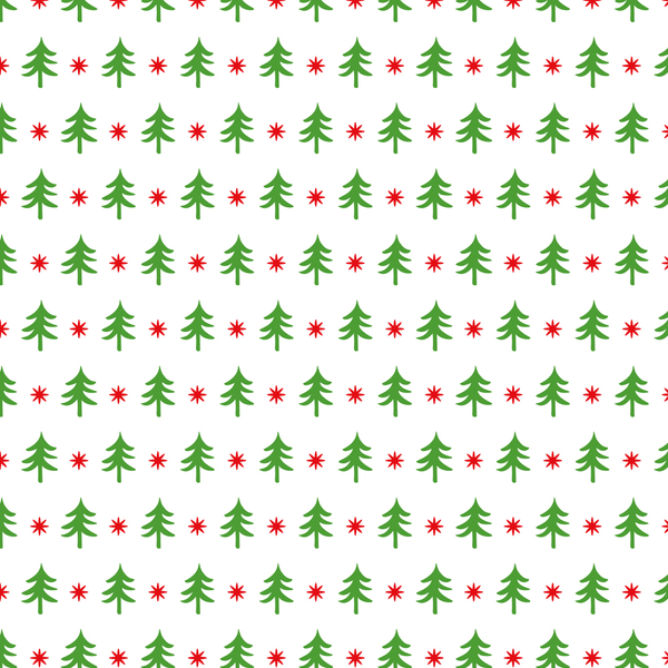 Merry Christmas Trees And Snowflakes Fabric - ineedfabric.com