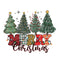 Merry Christmas Trees Fabric Panel - Multi - ineedfabric.com