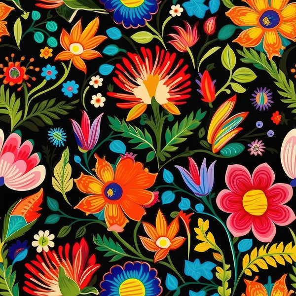 Mexican Floral Fiesta Pattern 12 Fabric - ineedfabric.com