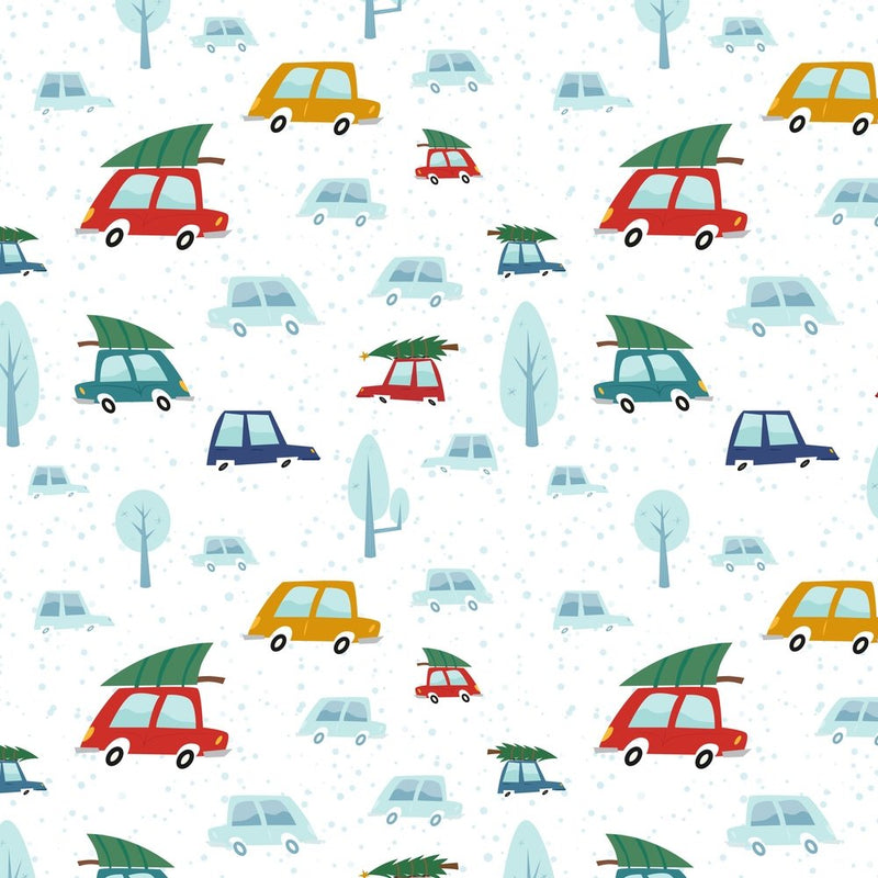 Mid-Century Christmas Cars Fabric - ineedfabric.com