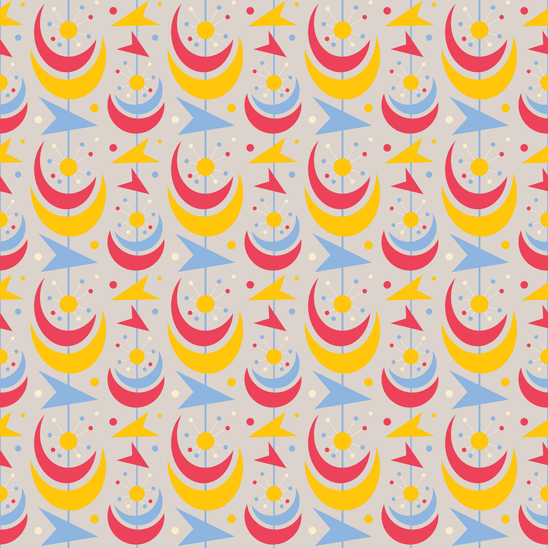 Mid-Century Space & Stars Fabric - ineedfabric.com