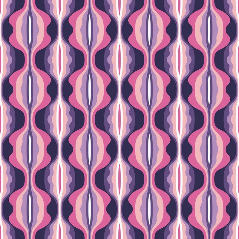 Mid-century Stylized Backdrop Fabric - Purple - ineedfabric.com