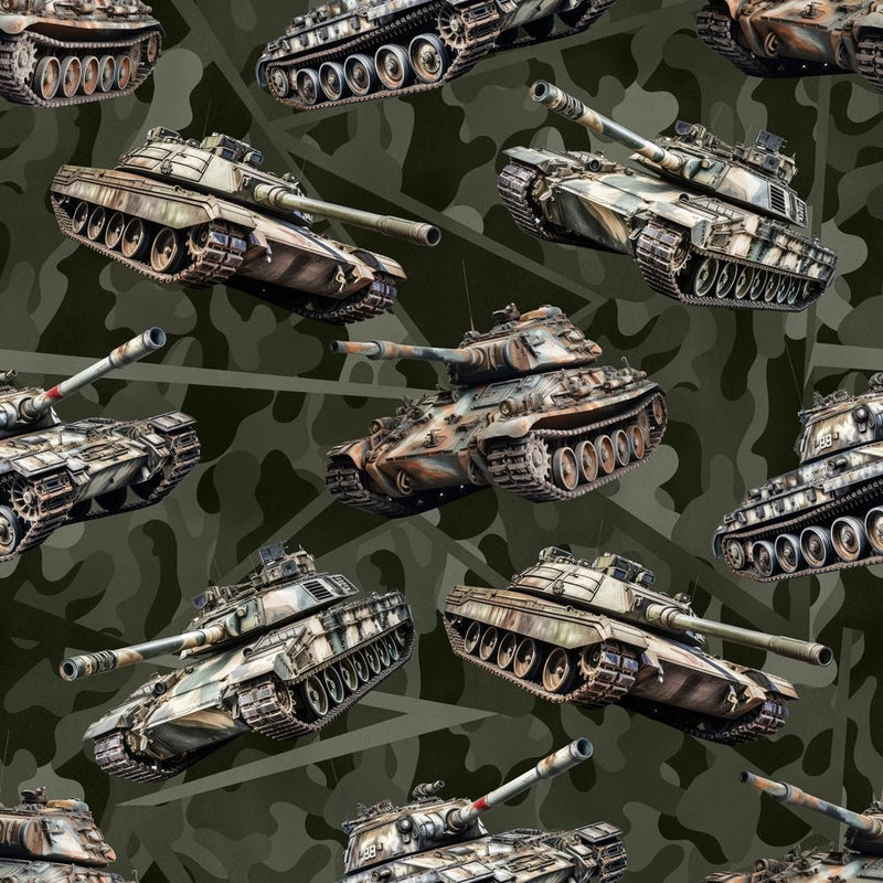 Military Tank On Camo Fabric - ineedfabric.com