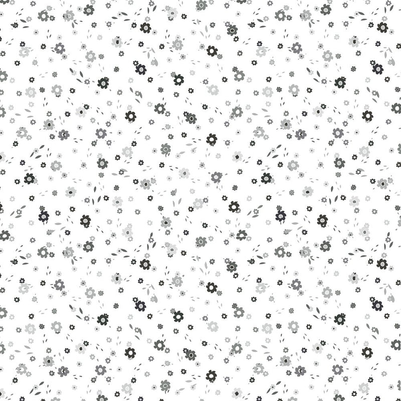 Mini Cartoon Flowers Fabric - Black - ineedfabric.com