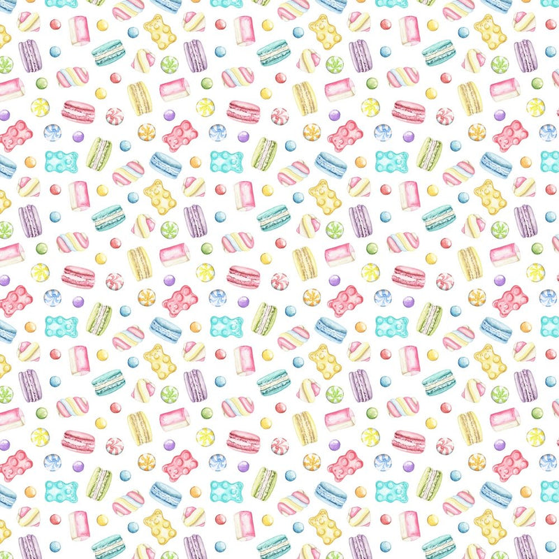 Mini Sweets & Marshmallow Treats Fabric - White - ineedfabric.com