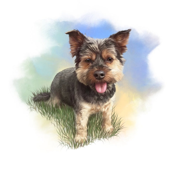 Mini Yorkshire Terrier Portrait Fabric Panel - ineedfabric.com