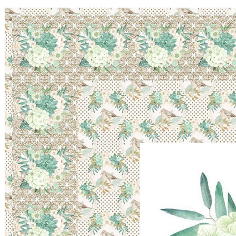 Mint Dreams Bird on Bouquet Wall Hanging 42" x 42" - ineedfabric.com