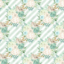 Mint Dreams Bouquets on Stripes Fabric - ineedfabric.com