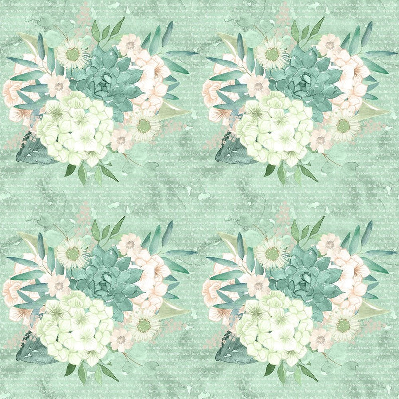 Mint Dreams Bouquets on Words Fabric - ineedfabric.com