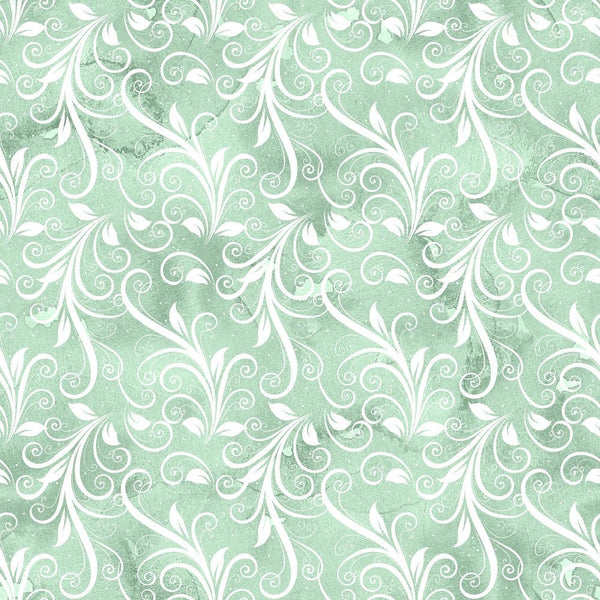 Mint Dreams Vines Fabric - Green - ineedfabric.com