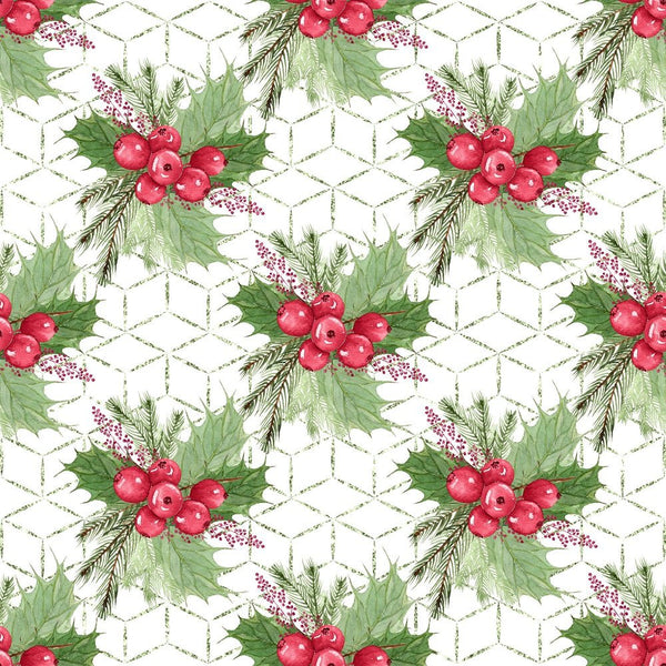 Mistletoe Christmas Fabric - White - ineedfabric.com