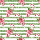 Mistletoe Christmas Green Candy Canes Fabric - ineedfabric.com