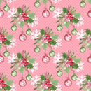 Mistletoe Christmas Ornaments Fabric - Pink - ineedfabric.com