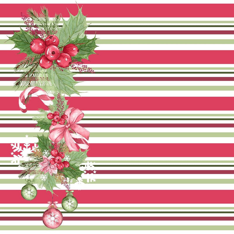 Mistletoe Christmas Stripes Fabric - ineedfabric.com