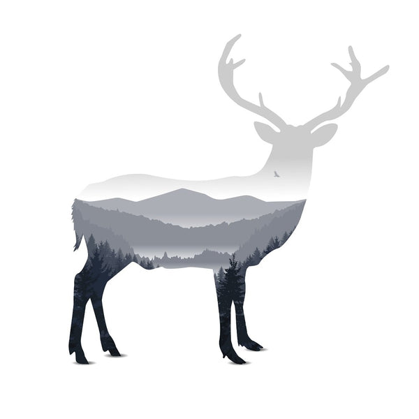 Misty Mountain Deer Silhouette Fabric Panel - ineedfabric.com