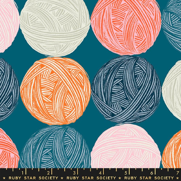 Moda, Wound Up Knitting Yarn Fabric - Teal - ineedfabric.com