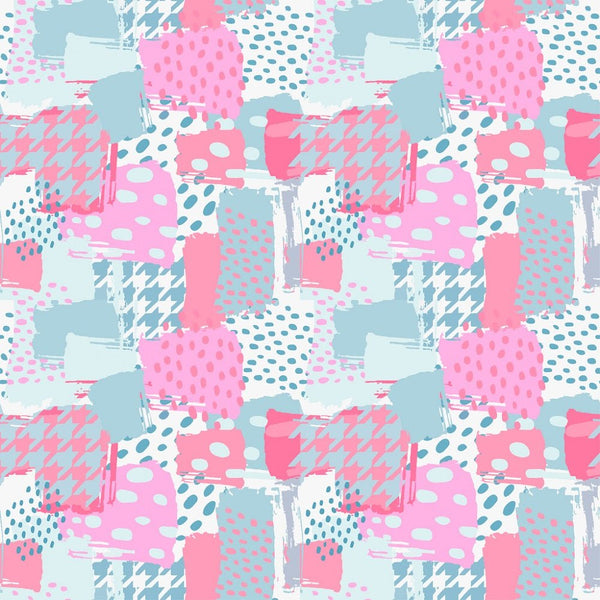 Modern Grunge Elements Fabric - Pink/Blue - ineedfabric.com