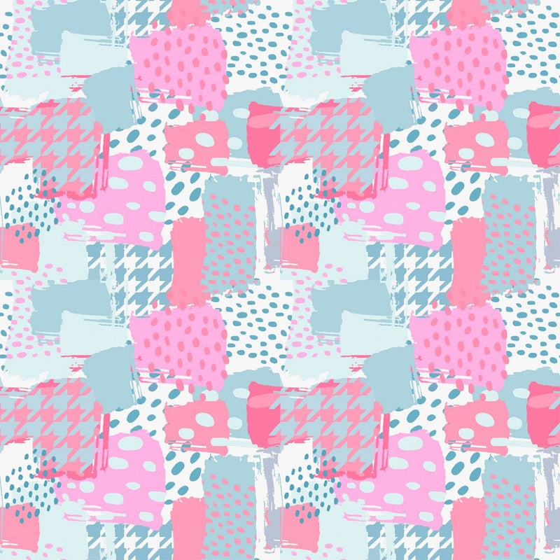 Modern Grunge Elements Fabric - Pink/Blue - ineedfabric.com