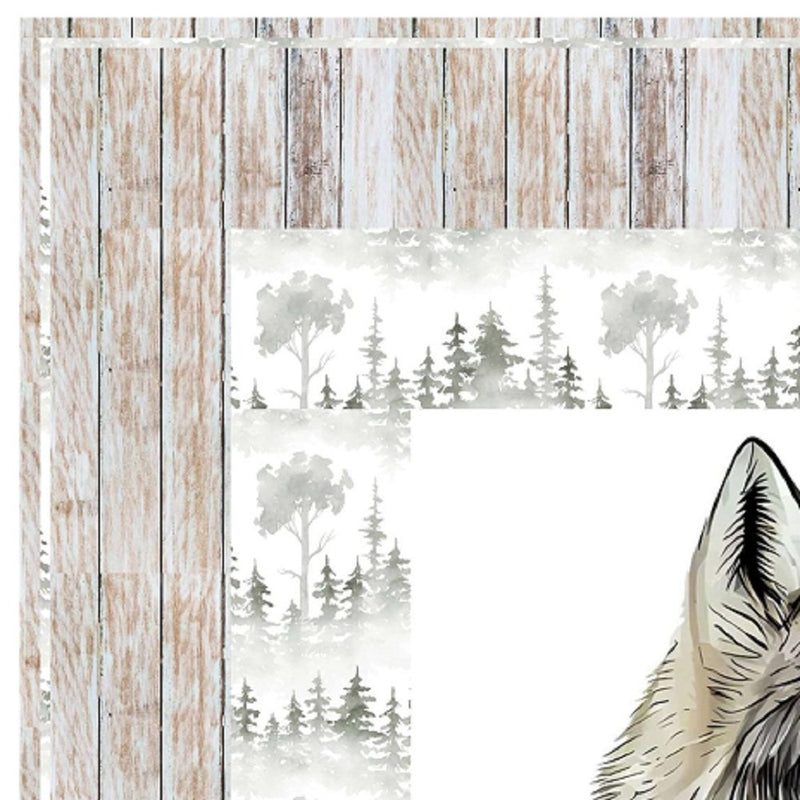 Mom and Baby Wolf in the Woods Wall Hanging 42" x 42" - ineedfabric.com