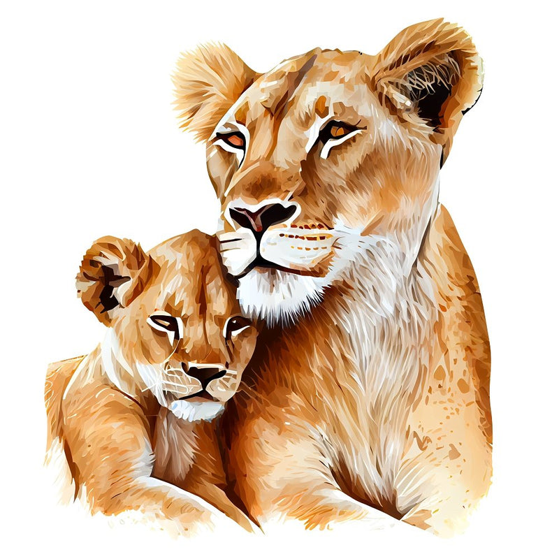Mom & Baby Lion Fabric Panel - ineedfabric.com