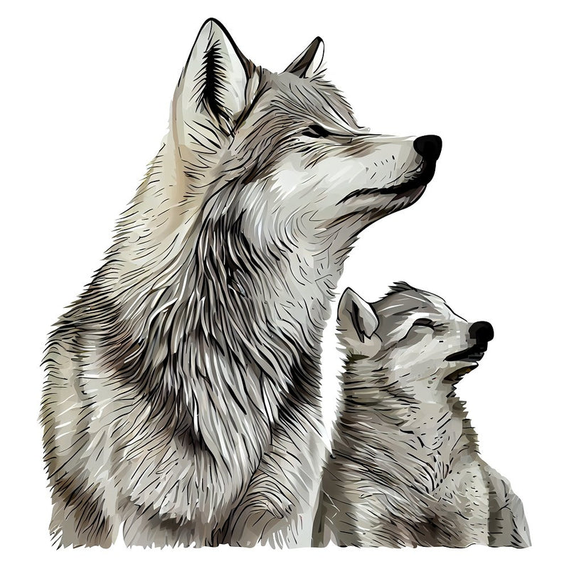 Mom & Baby Wolf Fabric Panel - ineedfabric.com