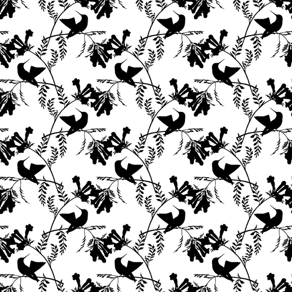 Monochrome Birds #2 Fabric - ineedfabric.com