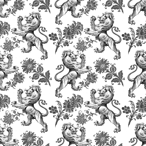 Monochrome Lions Fabric - ineedfabric.com
