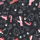 Moody Christmas Cats Pattern 5 Fabric - ineedfabric.com