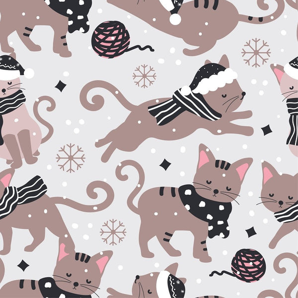 Moody Christmas Cats Pattern 6 Fabric - ineedfabric.com